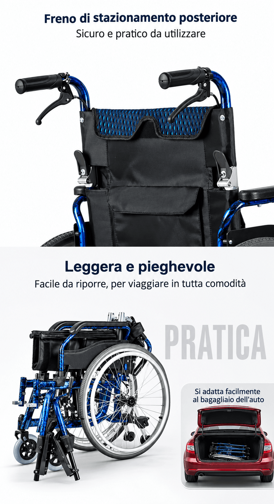 Sedia a rotelle compatta e pratica KSM-201