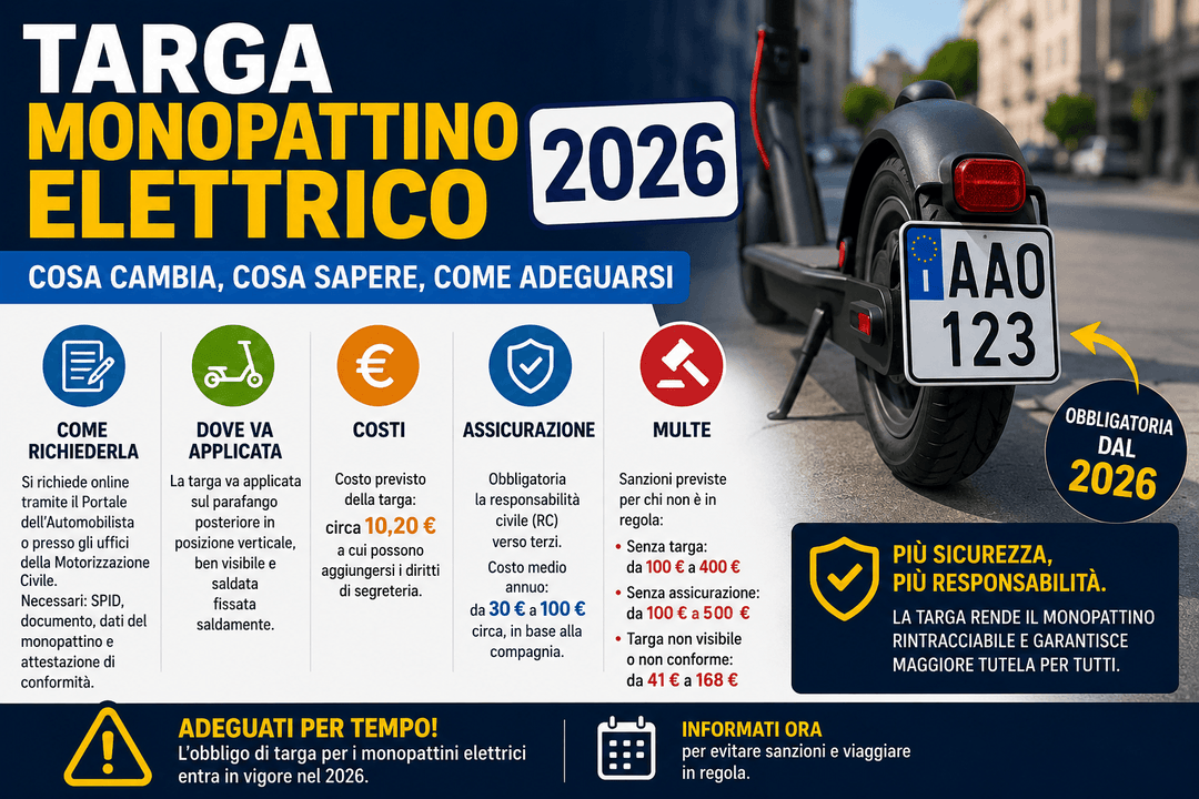 Targa Monopattino Elettrico 2026: Come Richiederla, Dove Va Applicata, Costi, Assicurazione e Multe