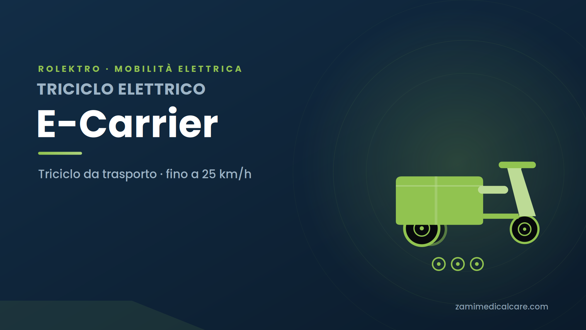 E-Carrier – Triciclo Elettrico da Trasporto 25 km/h