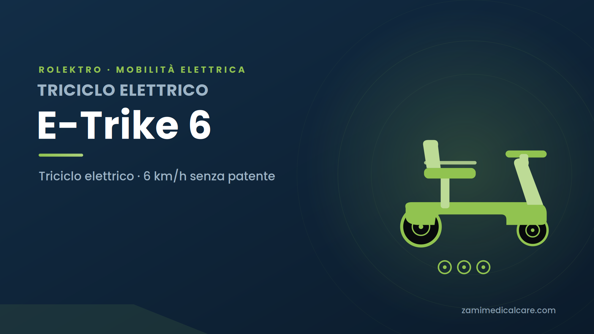 E-Trike 6 – Triciclo Elettrico 6 km/h Senza Patente