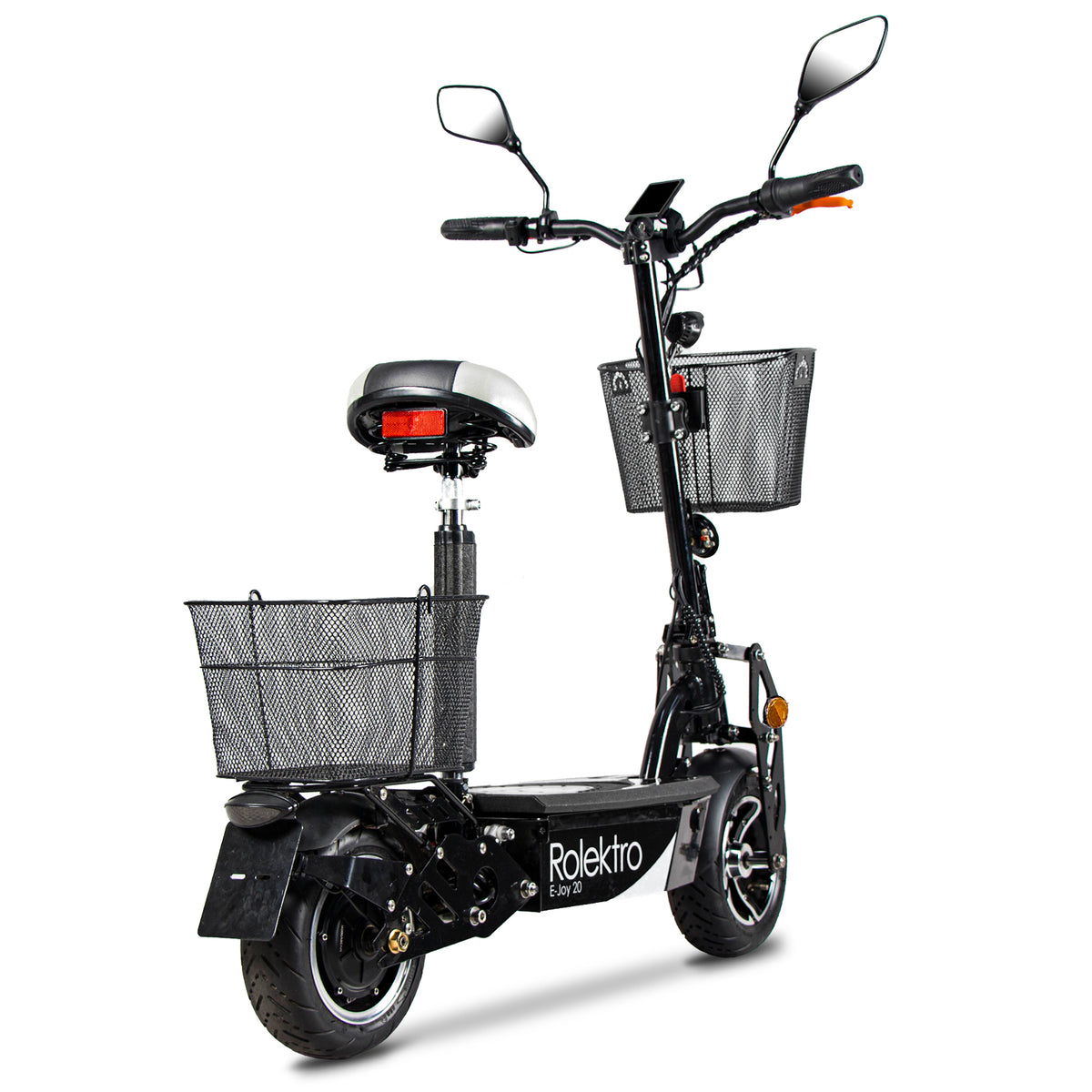 Rolektro E-Joy 20 con doppio cestino anteriore e posteriore per il trasporto della spesa