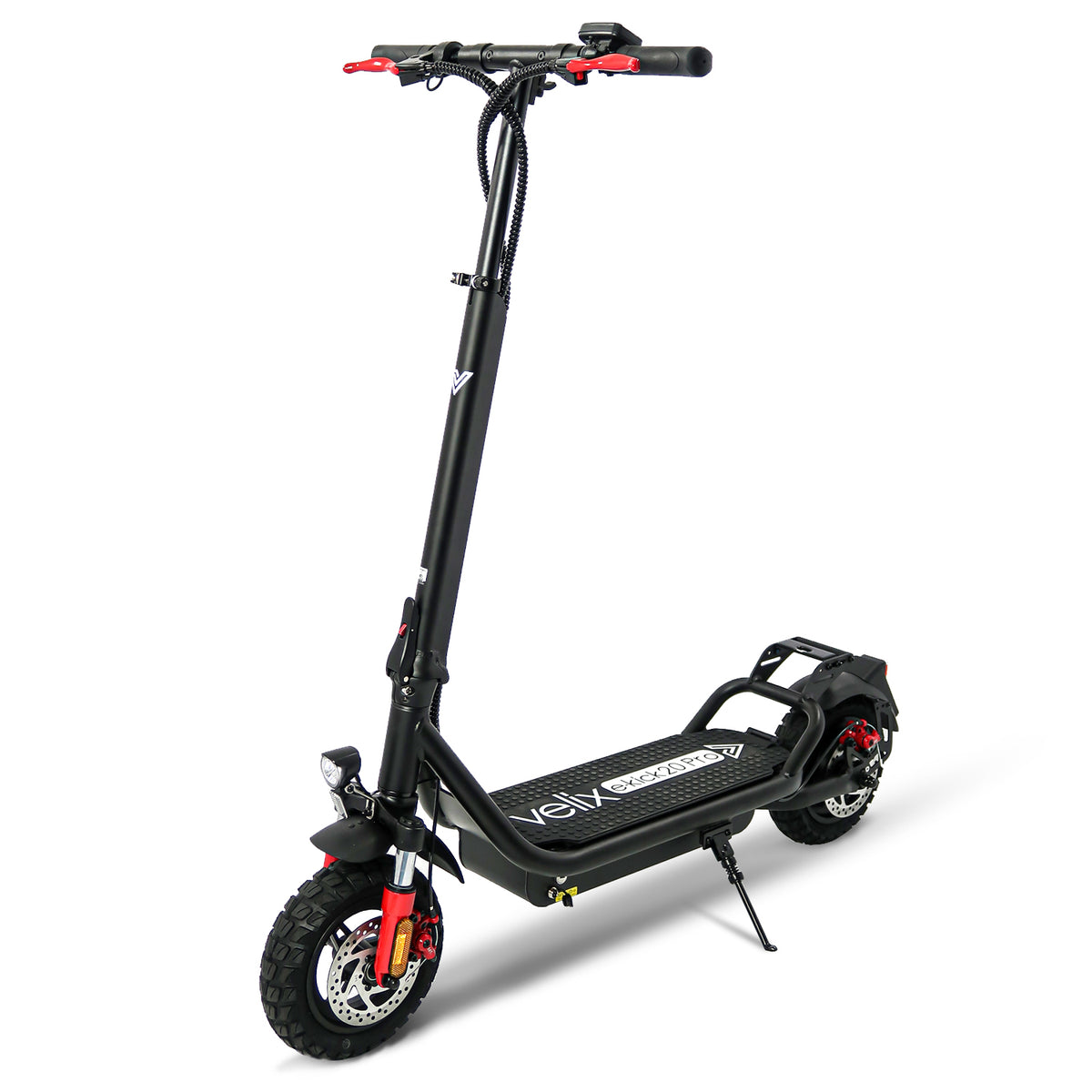 Velix E-Kick 20 Pro, monopattino elettrico off-road con ruote da 10 pollici e freni a disco, vista tre quarti anteriore