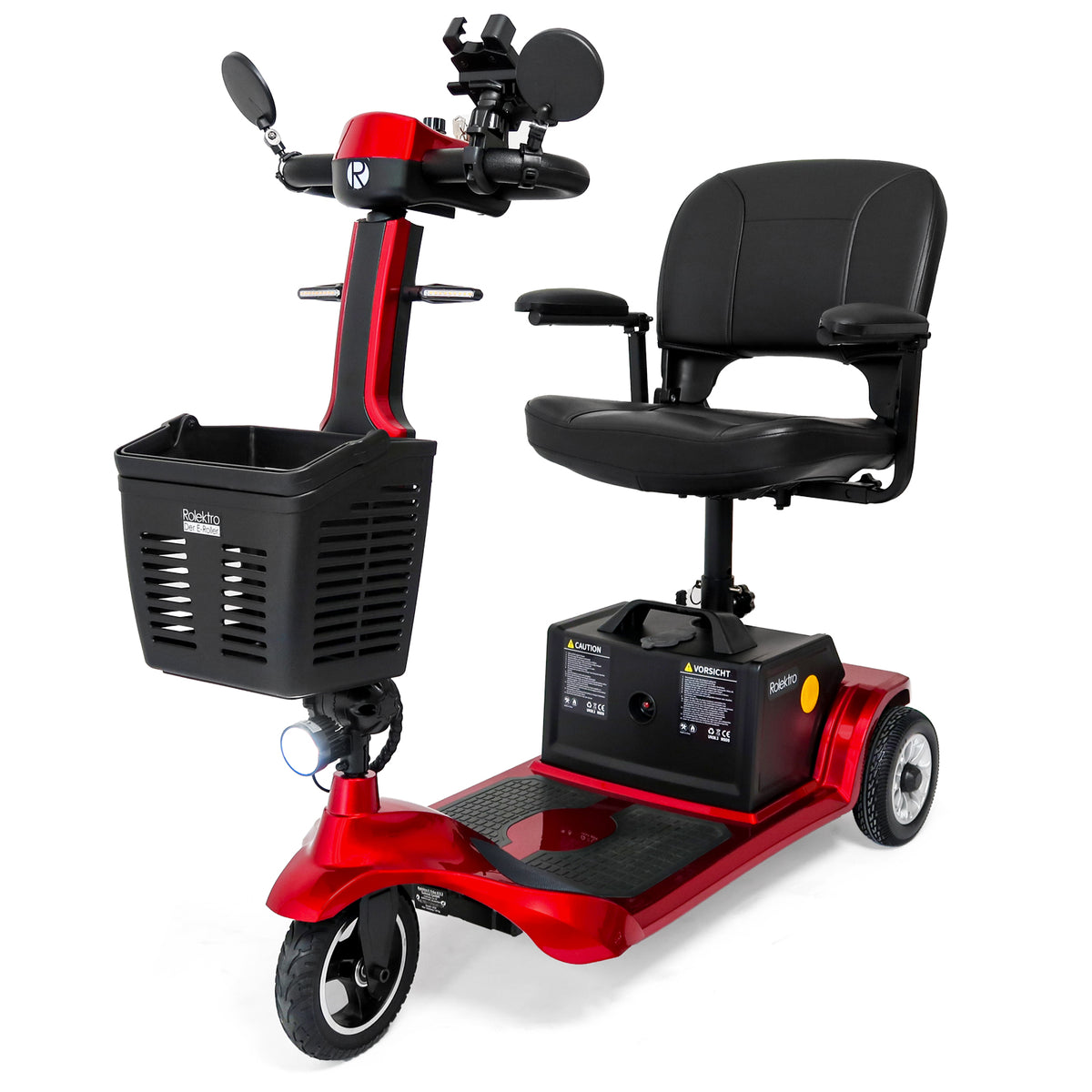Rolektro E-Trike 6 vista laterale: triciclo elettrico per anziani con sedile regolabile, braccioli e manubrio regolabile