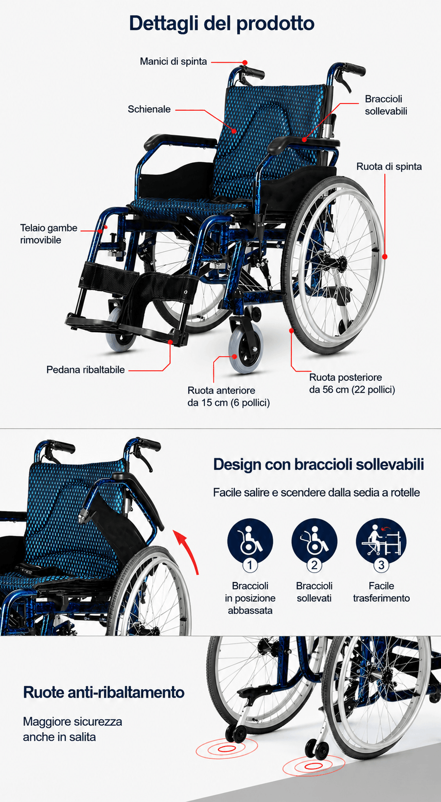 Caratteristiche della sedia a rotelle KSM-201