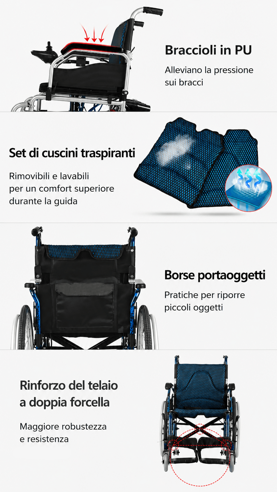 Caratteristiche innovative della sedia a rotelle KSM-201