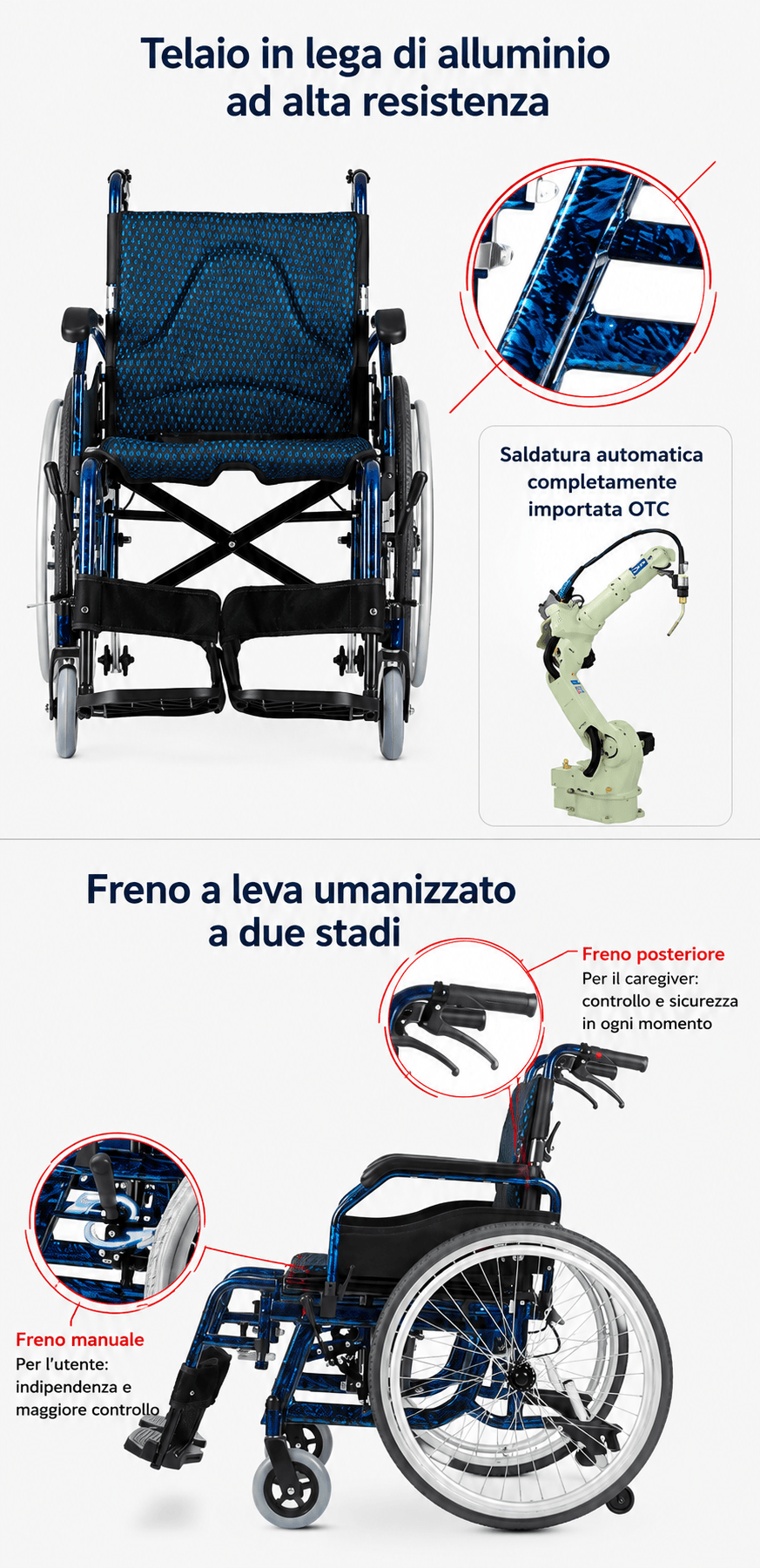 Carrozzina con telaio in alluminio KSM-201
